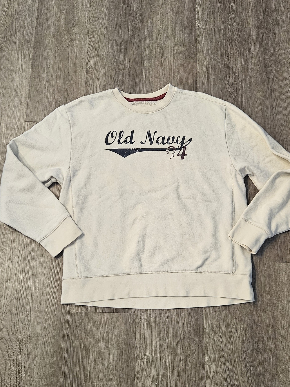 Old Navy Cream Crew Sweatshirt with Navy Script